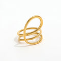 Fenny 18K Gold Plated Wholesale Tarnish Free Geometric Irregular Line Circle Stainless Steel Index Finger Ring Trendy for Women