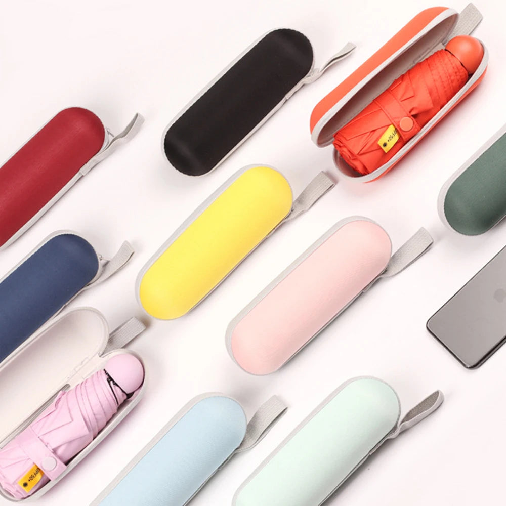 Ovida 2024 NewLady Mini Capsule Umbrella Girls Portable Pocket Business Gift Folding Umbrella with Zipper Hard Box