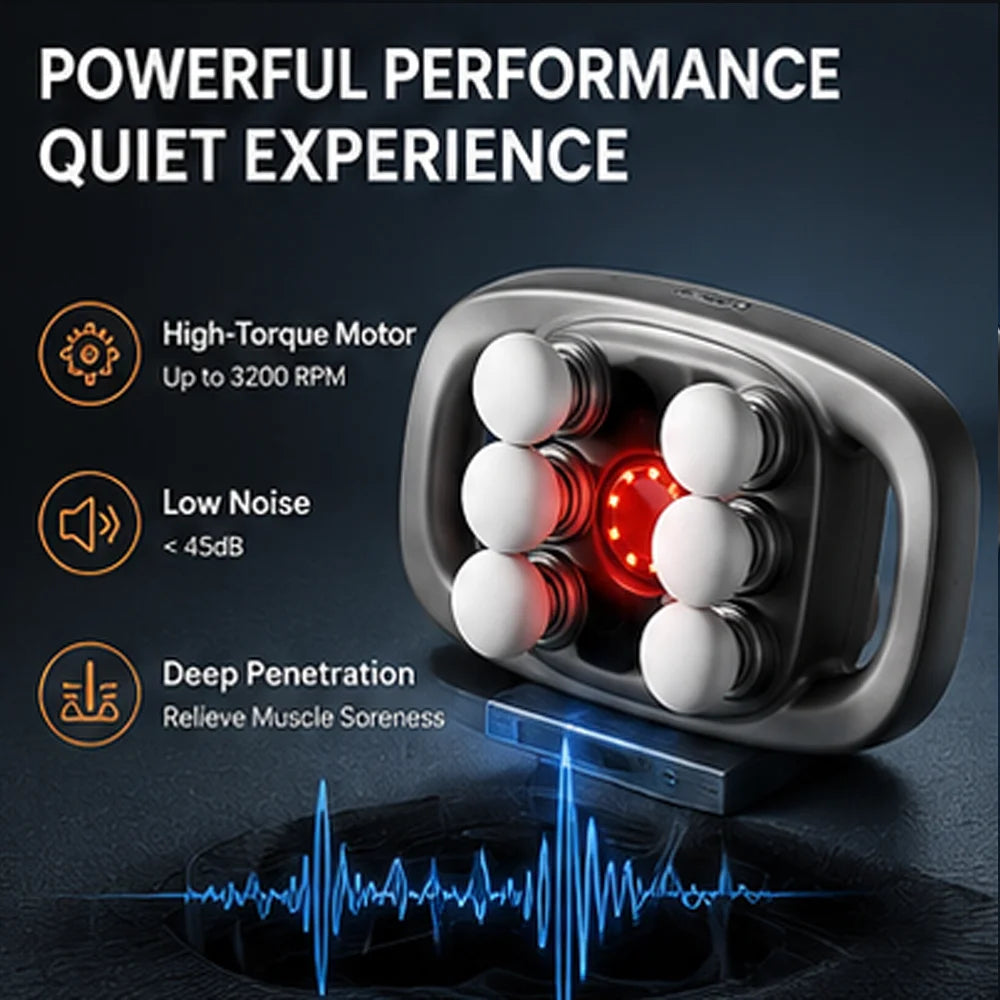 Professional Wireless Deep High-Frequency Six Head Fascia Gun Customized OEM ODM Muscle Vibration Body Massage Tool