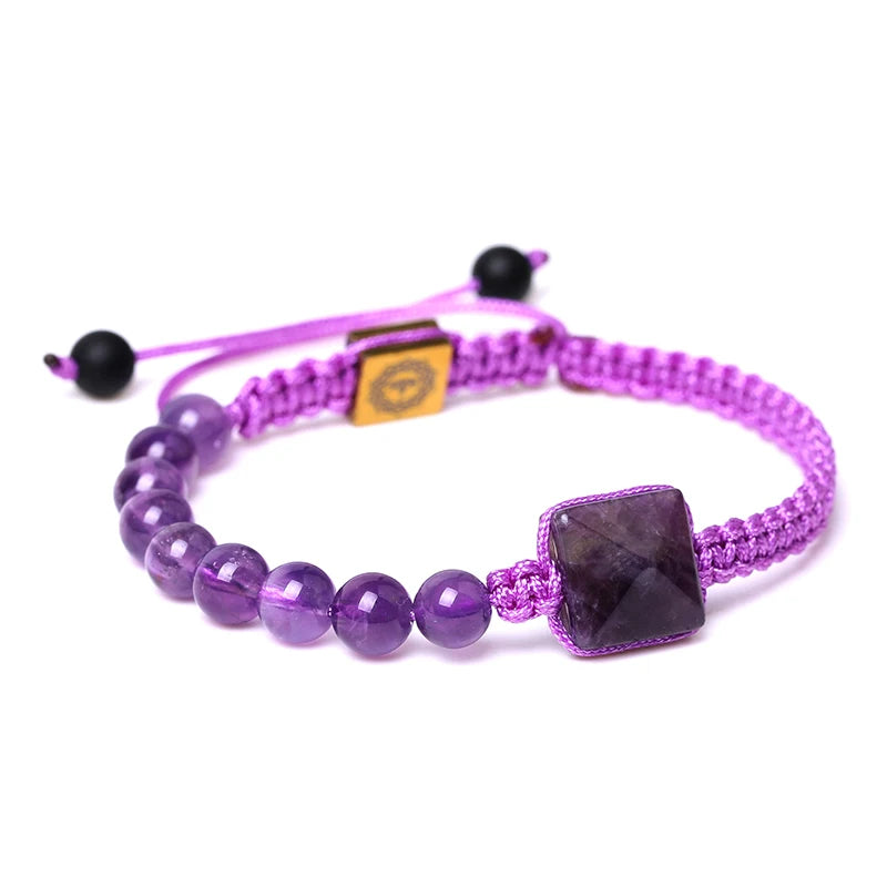 Wholesale Natural Stone Beads 7 Charka Handmade Pyramid Bracelet for Women Men