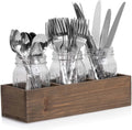 Wood Kitchen Utensil Holder With Decorative Rustic Mason Jars for Table Arrangements