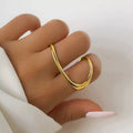SHIXIN Minimalism Irregular Geometric Hollow Ring for Women Men Vintage Silver Color Metal Rings Personality Party Jewelry