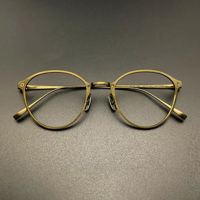 New Retro Pure Titanium Glasses Frame Fashion Full Frame Flat Mirror Round Frame