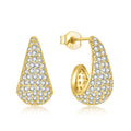 QX Custom OEM Minimalist Dainty 925 Sterling Silver Zircon Vintage Fine Jewelry 18k Gold Plated CC Waterdrop Earing Women Luxury