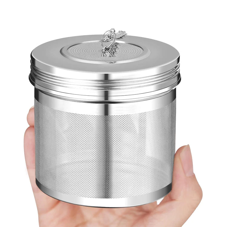 Extra Fine Mesh 304 Stainless Steel Large Tea Strainer Ball Infuser for Herb Cooking Soup with Threaded Lid Chain Hook