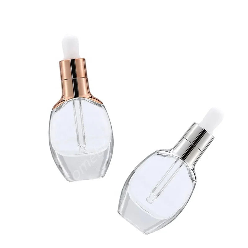 Essence Bottle Thick Bottom Shoulder Liquid Glass Dropper Bottles Flat 30ml Clear Cosmetic Serum Bottle