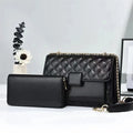 Kunhao New Versatile Crossbody Rhombic Embroidery Winter Vintage PU Material Chains Customizable Logo Large Storage Bag Women's