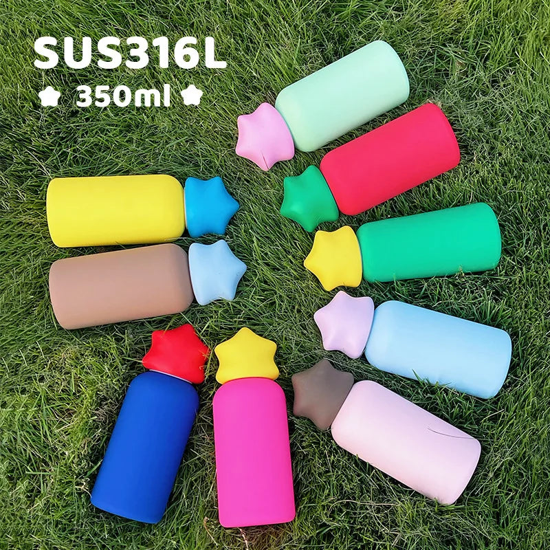 Wholesale 350ml Kids Water Bottle Stainless Steel SS316 Mini Cup Vacuum Outdoor Tumbler with Star Lid for Laser Engravings