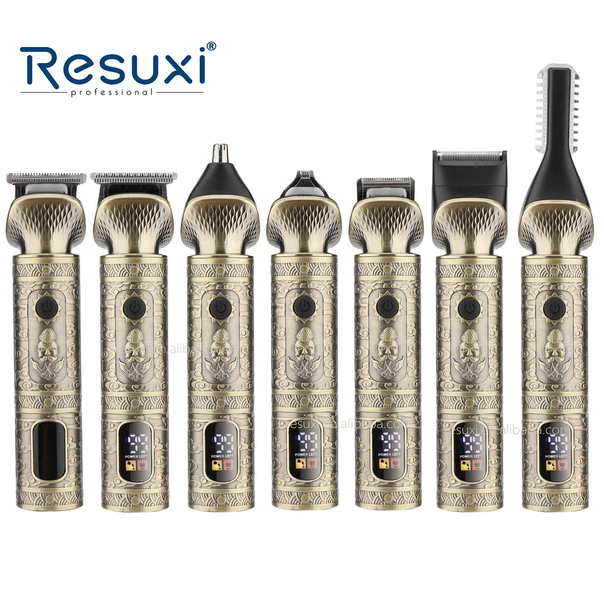 Resuxi 885 OEM Professional Hair Trimmer Cordless Full Set Electric All Metal Clippers 7 in 1 Stainless Steel T9 Hair Trimmer