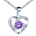 925 Silver Heart Pendent Necklace With Purple Zircorn for Women