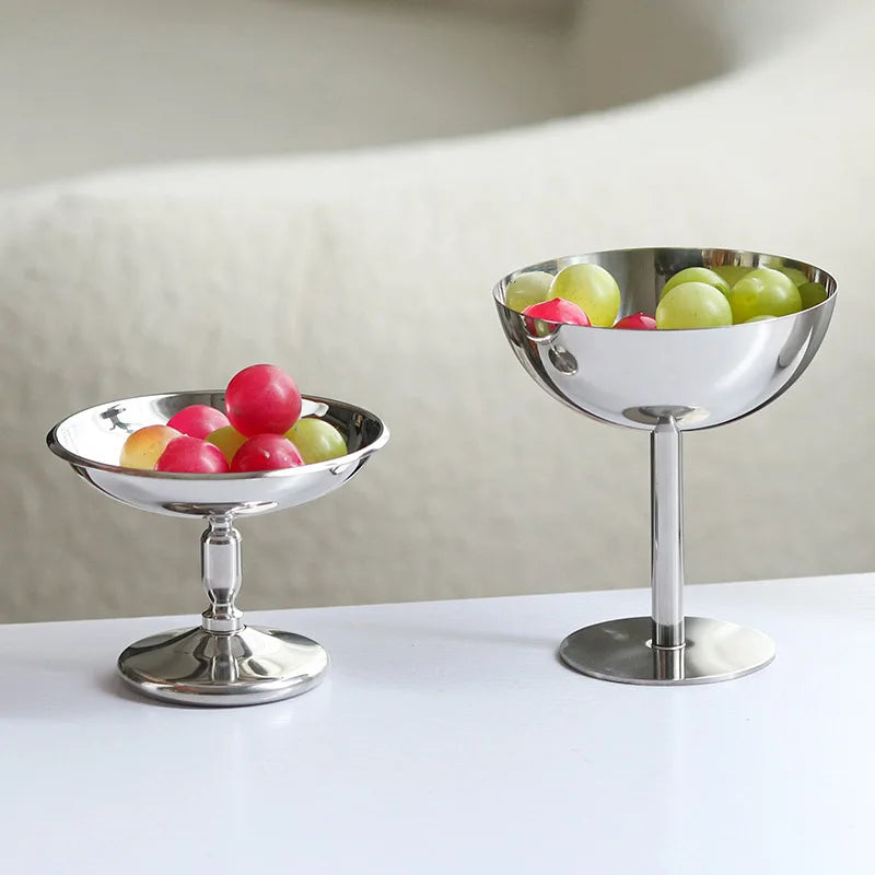 Stainless Steel High Legged Cups Dessert Cake Cups Reusable Salad Fruit Snack Pudding Bowl Coffee Shop Ice Cream Bowl