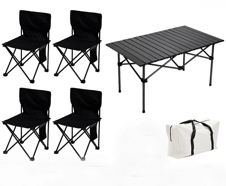Aluminum Portable Outdoor Furniture Light Metal Frame Folding Table and Chair Set for Camping Garden Dining for Outdoor Use
