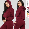 Wholesale Women's Sweatsuit Set Crop Top Sweat Suit Two Piece Essentials Hooded Sportswear Women Hoodies Tracksuit