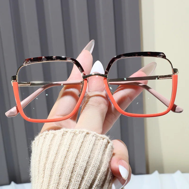 82043 Big Square Frame Gradient Color Optical Computer Eye Glasses TR90 Frame Anti Blue Light Blocking Optical Glasses