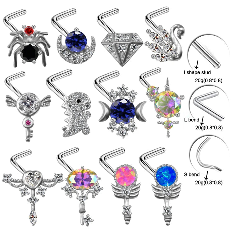 Gaby New Sale Face Body Piercing Jewelry Colorful Heart Shape Gold Plated Nose Ring for Wedding or Gift
