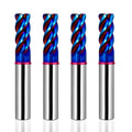AZZKOR 4F Endmills Color-Ring Blue Nano Coating Tungsten Carbide Round Nose Milling Cutter for CNC