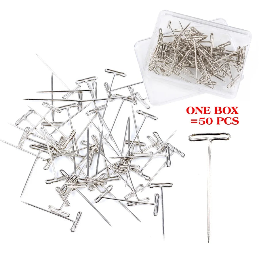 Leeons 50pcs/Box Silver Stainless Steel T-Pins Needles 38mm*14mm for Hair Extension and Wig Display China MegaBDM