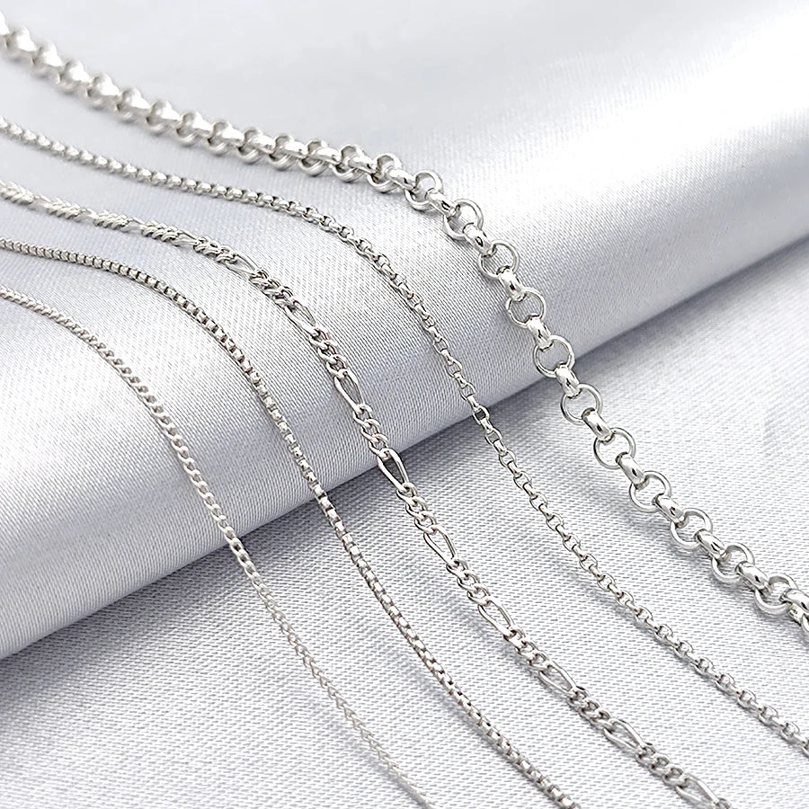 Round Box Curb Link Cable Belcher Rolo Rigaro Wholesale Necklace Solid Real 925 Sterling Silver Chain for Women Men