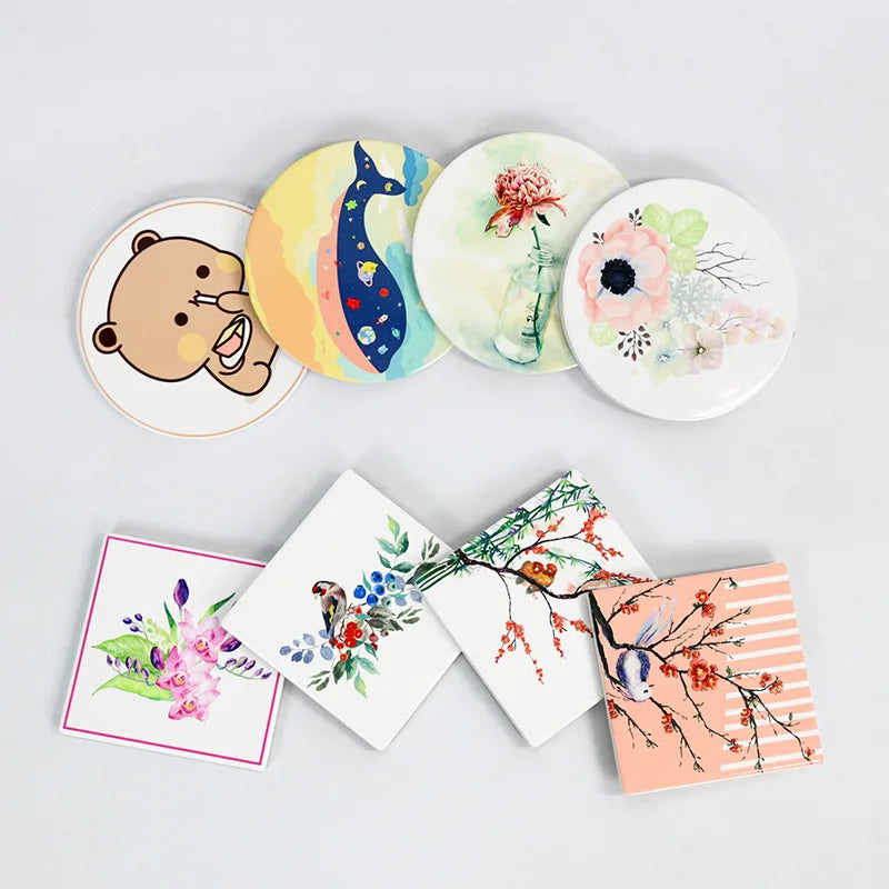 RubySub Round White Non-slip Blank Ceramic Coaster Sublimation Ceramic Coasters for Drink