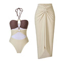 New Fashion Sexy Bikini Halter One Piece Swimsuit Sexy Hollow Swimsuit Skirt Suit