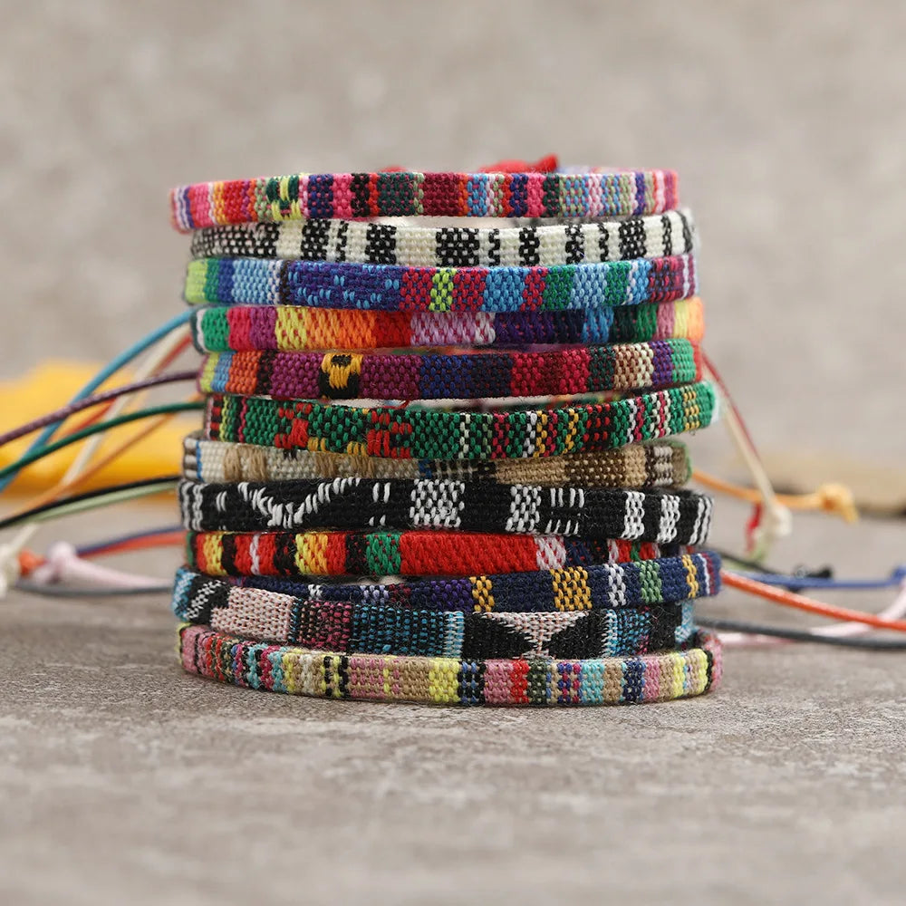 Wholesale Braided Rope Bracelet Colorful Fabric Bracelet Bohemia Woven Friendship Bracelet for Unisex