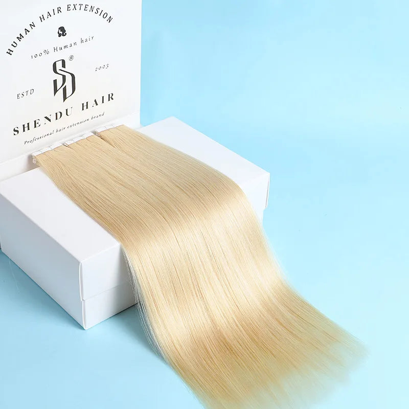 Wholesale Natural Human Remy Hair Extension Tape in Straight Blond Brazilian Double Drawn Virgin Tape Hair Extension Hair Vendor