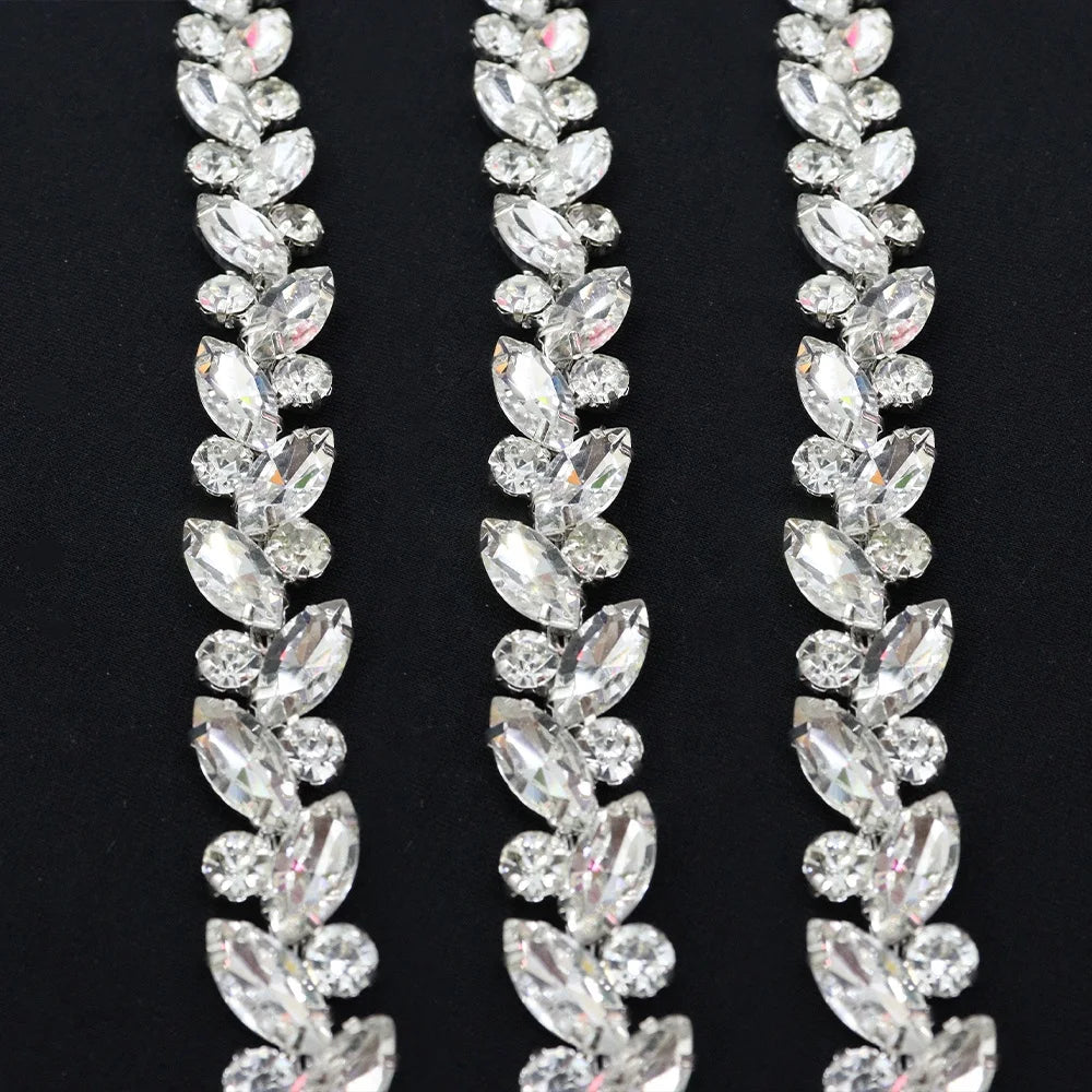 D007 Factory Luxury Crystal Chain Wholesale Rhinestone Chain Trim High Quality Strass Cup Chain