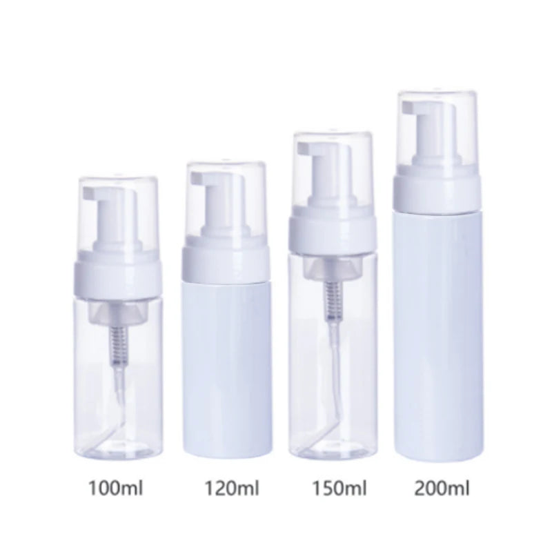 Mousse Foaming Bottle 100ml 120ml 150ml 200ml White Ivory clear Foam Pump Bottles Foam Cleanser Empty PET Bottle