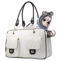 Waterproof White Shiny Patent Leather Soft Sided Pet Travel Carrier Airline Approved Collapsible Dog Bag Cat Handbag