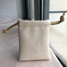 Custom Emboss Logo 7 X 9 cm Luxury Soft PU Leather Drawstring Bag Leather Jewelry Pouch