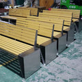 Outdoor Furniture Wooden Bench Seat Outside Park Bench Seating Public Garden Out Door Patio Chair Bench with Steel Frame