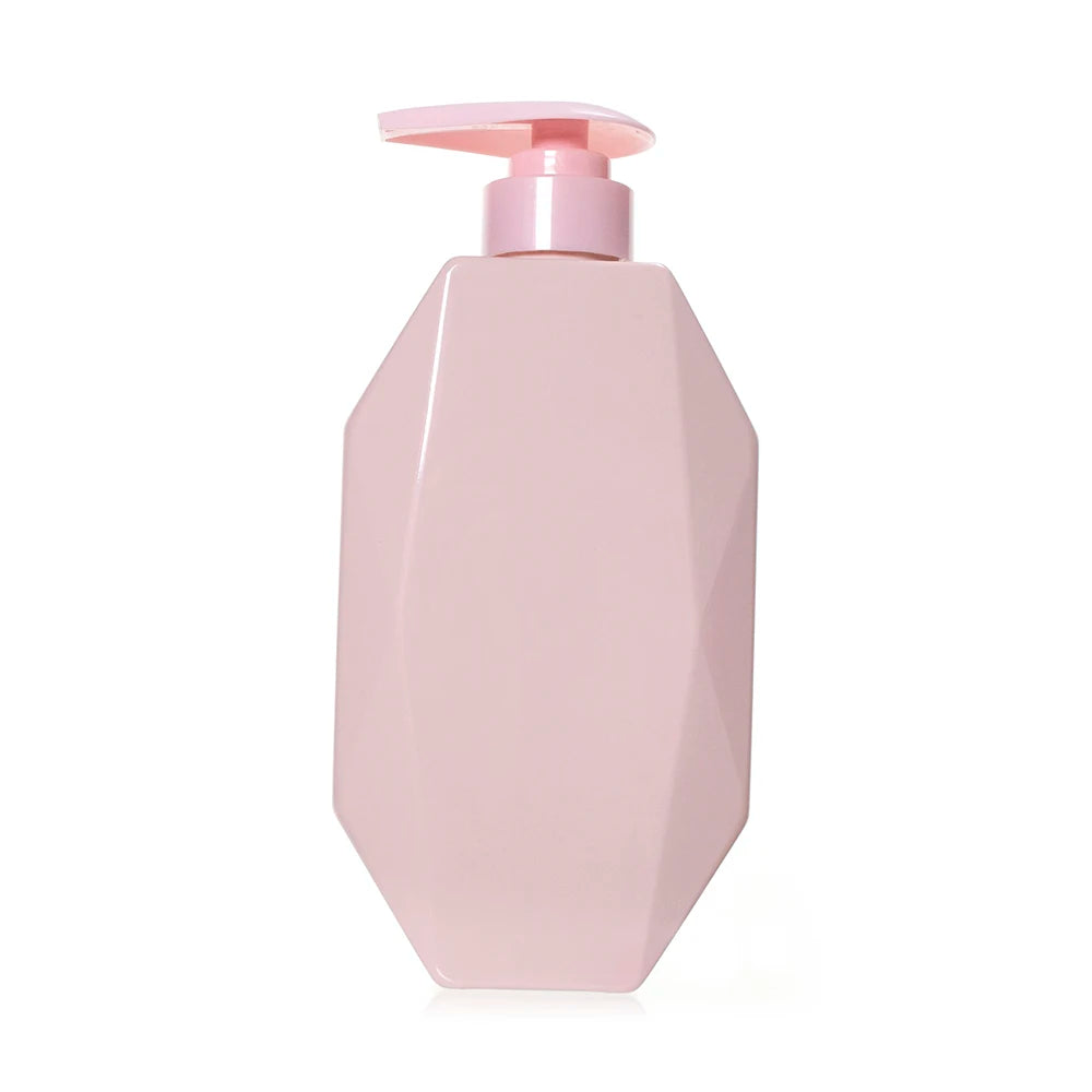 Luxury Plastic Lotion Bottle for Shampoo  450ml pink Shampoo Bottle with  Pump Cosmetic Packaging