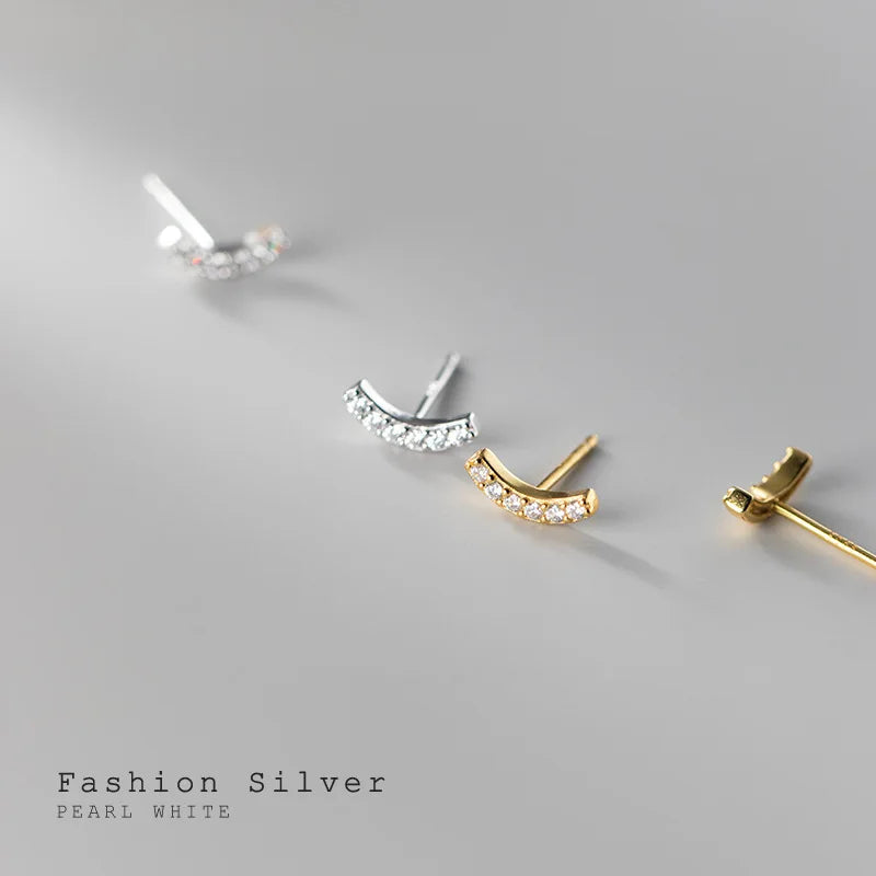 Fashion Earrings Jewelry 925 Sterling Silver Minimalist Earrings Smile Face with Diamond Zirconia Gold Plated Stud Earring Women MegaBDM