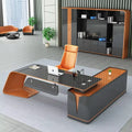 Furnistyle Italian Modern Luxury Office Desk Microfiber Leather & Carbon Fiber L-Shape Direct Factory Manufacture