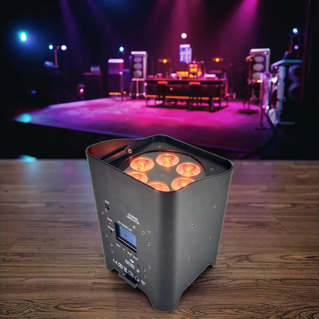 Wireless LED Uplight Bigger Battery 6*18w RGBWA UV 6in1 LED Par Wireless DMX Phone App IR Remote Wedding Event Party Dj Disco