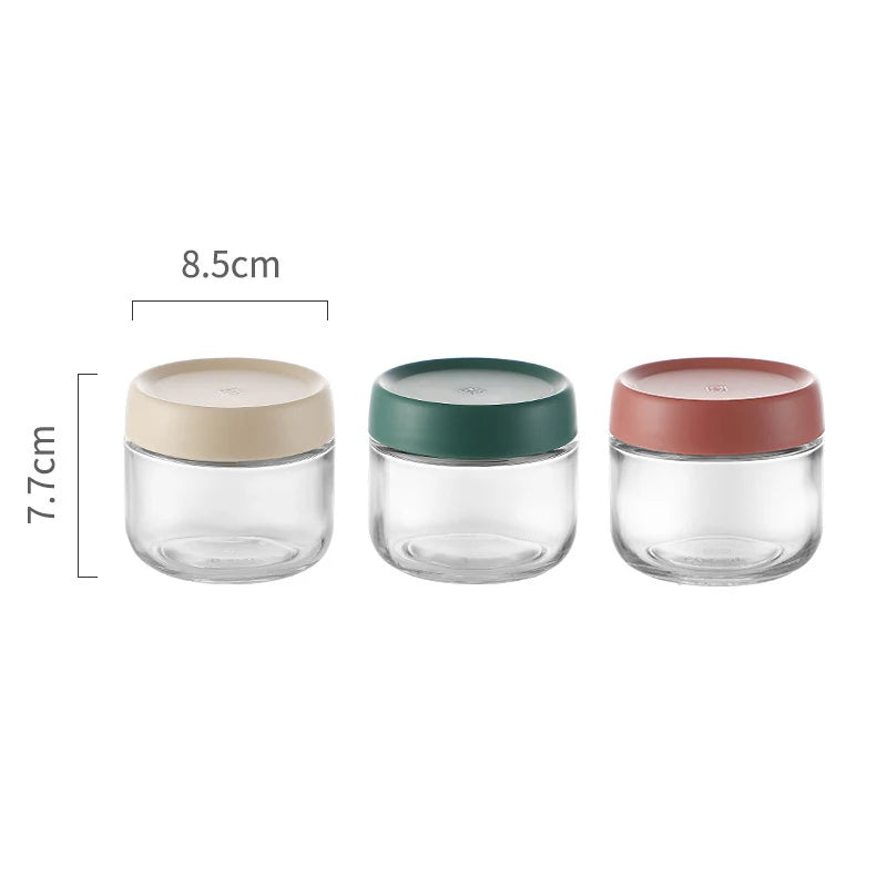 280ml Stackable Airtight Glass Storage Container 3pcs Set Vacuum Tank for Kitchen Kitchen Food Storage & Container