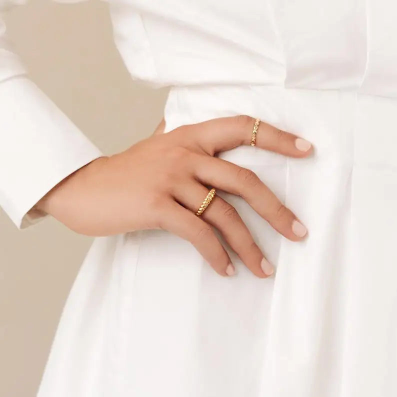 Twisted Dome Ring in Gold Stainless Steel Minimalist Dome Ring Chunky  Pinky Ring Mother's Day Gift