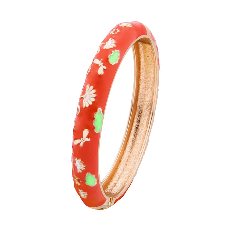 Daili Direct Factory Sale Colorful Orange Zinc Alloy Bracelet Cute Fashion Design Bangle for Girls Chain Link Bracelets