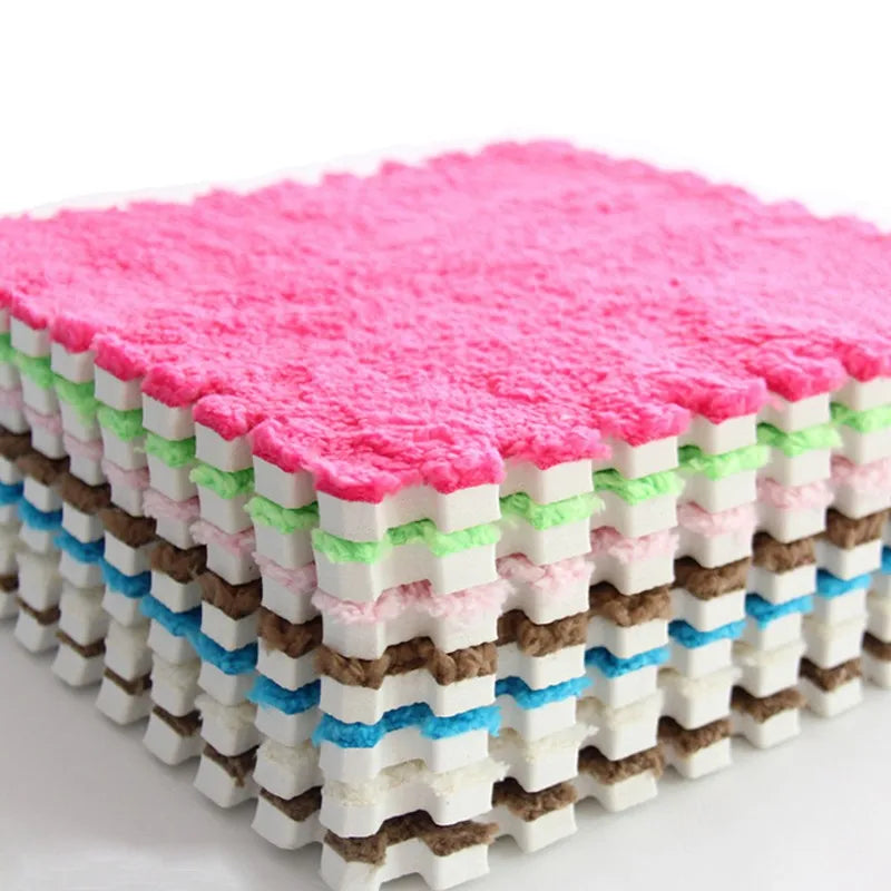 LINYIQUEEN Puzzle Carpet Long Pile Hot Sale Blue Fur Floor Shaggy Plush Foam Puzzle Rug Carpet Mat Kids Puzzles Carpet