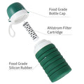 OEM Travel Camping Folding Drinking Bottles Collapsible Silicone Travel Hiking Running Water Filter Bottle