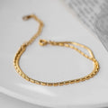 Delicate 18k Gold Double Snake Chain Bracelets Thin Beaded Bracelet Minimalist Everyday Wear 2pcs/set