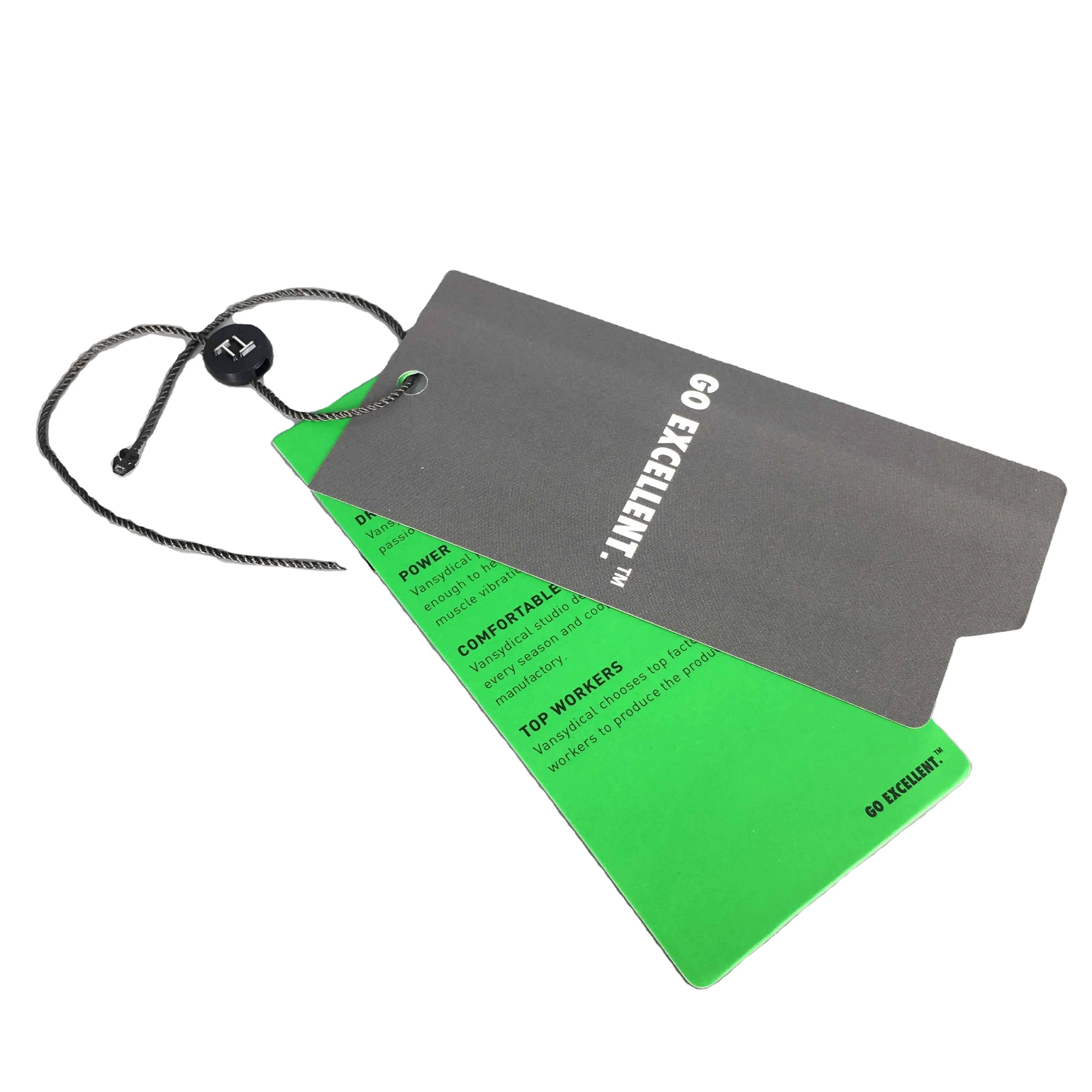 Custom Printed Cardboard Clothing Hang Tag Full Set Fashion Paper Garment Tag With String for Apparel Packaging