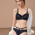 Ladies Hollow Lace Sexy Bra and Panty Set Large Size B C D Cup Underwear Transparent Ladies Bra & Brief Sets