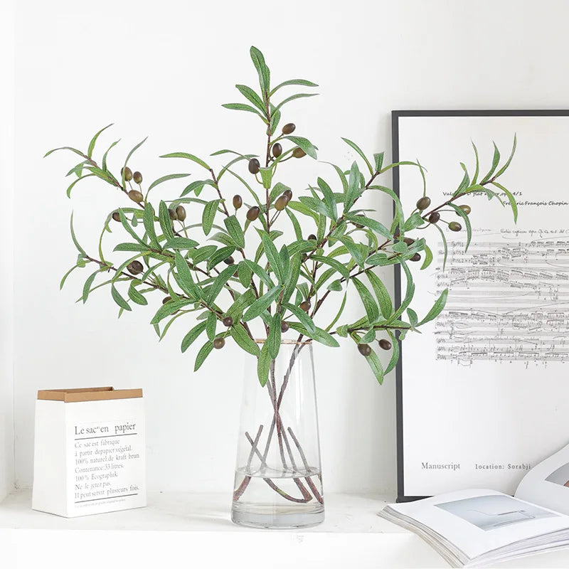 Artificial Olive Branches Plants Greenery Stems for  Indoor Outdoor Wedding Home Decoration