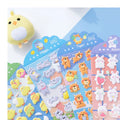 Nekoni Sparkle Bling Glitter Sticker Rabbit Hippo Tiger Chick Puffy Sticker Sheet Animal 3D Heat Transfer Printing Foam Stickers