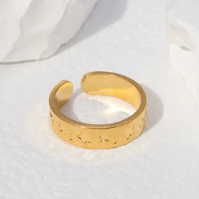Beimai OEM Ring Star Moon 18k Gold Plated Stainless Steel Couple Ring
