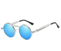 Vintage Style Round HD Polarized Sunglasses for Men Fashionable Steampunk Design with Alloy Frame and Spring Legs Sun Glasses