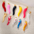 Wholesale Colorful Enamel Chili Pepper Charms Gold Plated Oil Drip 3D Vegetable Chili Charms Pendants for DIY Jewelry Making