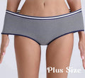 Women Polyester Panties High Elastic Fresh Lovely & Fresh Stripe & Plaid Pattern High-cut Underwear Lady Lingerie Plus Size