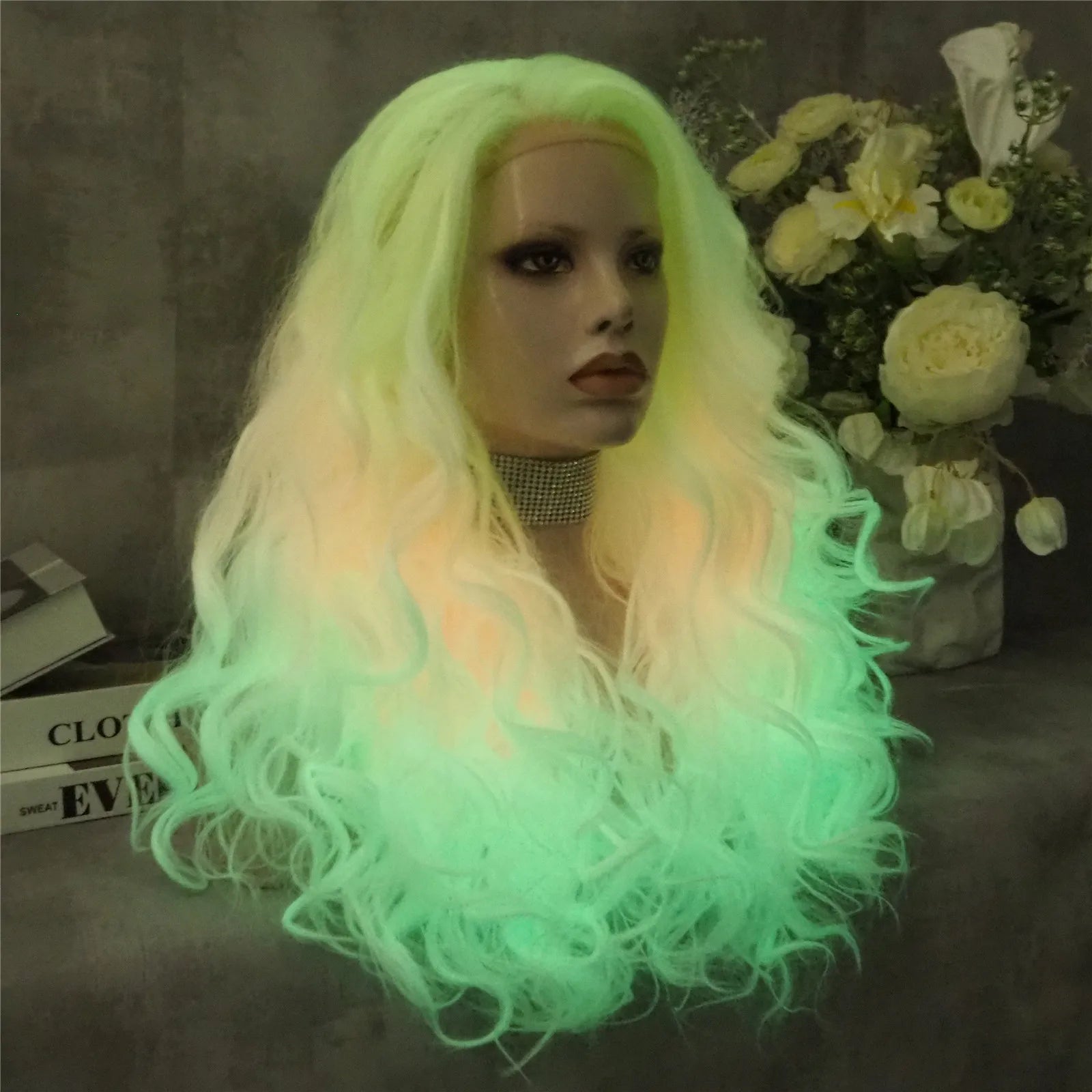 Noctilucent Fiber  Multicolor  Cosplay Party Premium Synthetic Wigs Heat Resistant Synthetic Hair Wig For Cosplay Party